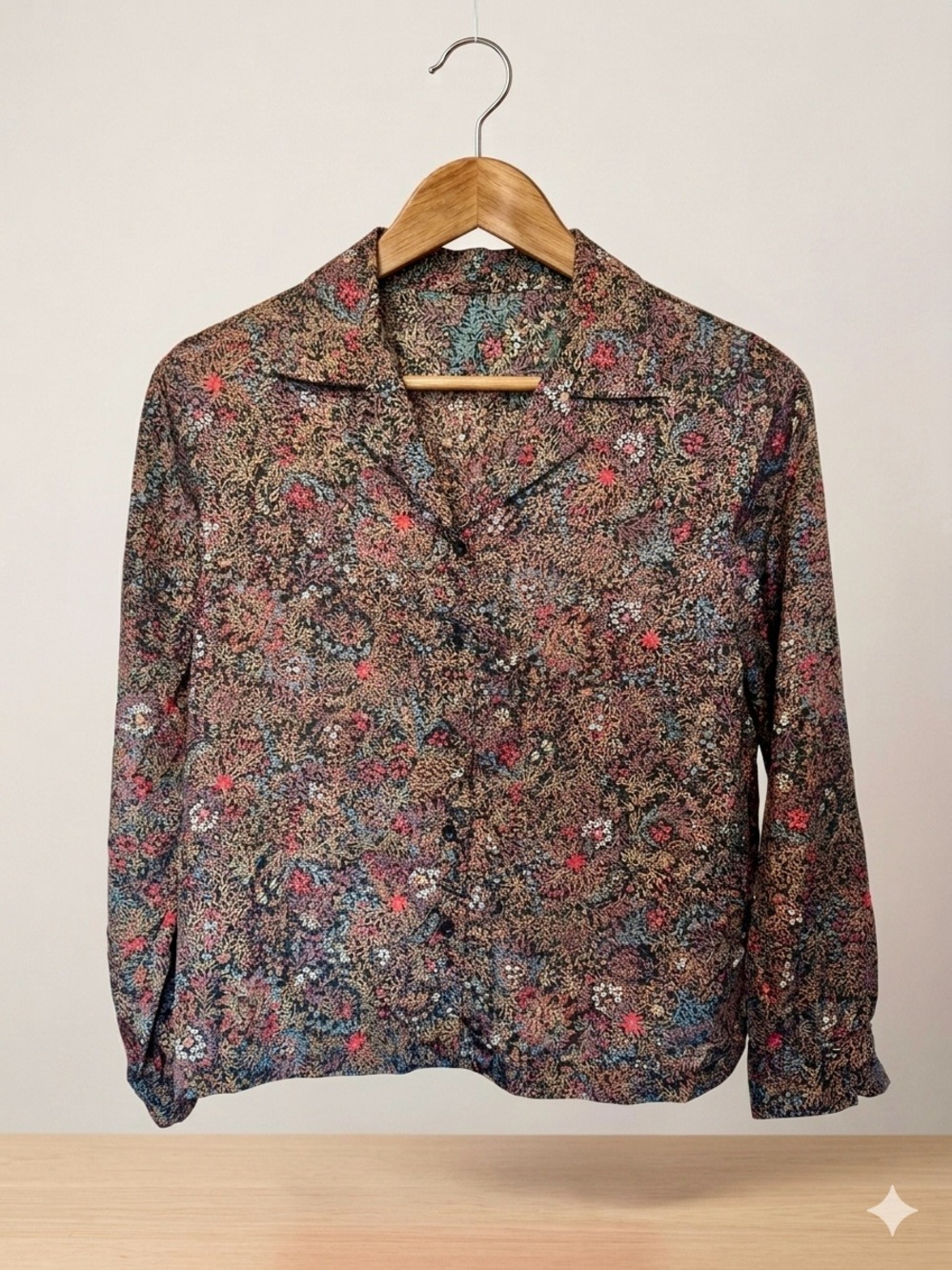Vintage, Floral Button-Up Blouse